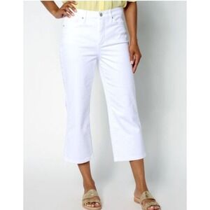 NYDJ Jeans Women 12P White High Rise Straight Cool Embrace‎ Lift Tuck Cropped